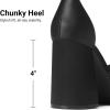 imageDREAM PAIRS Womens Chunky Platform High Heels Closed Toe Block Ankle Strap Dress Wedding Party Pumps ShoesBlacksatin