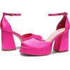 imageDREAM PAIRS Womens Chunky Platform High Heels Closed Toe Block Ankle Strap Dress Wedding Party Pumps ShoesHot Pinksatin