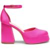 imageDREAM PAIRS Womens Chunky Platform High Heels Closed Toe Block Ankle Strap Dress Wedding Party Pumps ShoesHot Pinksatin