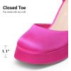 imageDREAM PAIRS Womens Chunky Platform High Heels Closed Toe Block Ankle Strap Dress Wedding Party Pumps ShoesHot Pinksatin