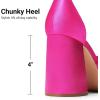 imageDREAM PAIRS Womens Chunky Platform High Heels Closed Toe Block Ankle Strap Dress Wedding Party Pumps ShoesHot Pinksatin