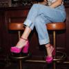 imageDREAM PAIRS Womens Chunky Platform High Heels Closed Toe Block Ankle Strap Dress Wedding Party Pumps ShoesHot Pinksatin