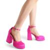 imageDREAM PAIRS Womens Chunky Platform High Heels Closed Toe Block Ankle Strap Dress Wedding Party Pumps ShoesHot Pinksatin