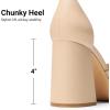 imageDREAM PAIRS Womens Chunky Platform High Heels Closed Toe Block Ankle Strap Dress Wedding Party Pumps ShoesNudepu