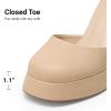 imageDREAM PAIRS Womens Chunky Platform High Heels Closed Toe Block Ankle Strap Dress Wedding Party Pumps ShoesNudepu