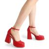 imageDREAM PAIRS Womens Chunky Platform High Heels Closed Toe Block Ankle Strap Dress Wedding Party Pumps ShoesRedpu