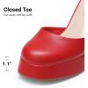 imageDREAM PAIRS Womens Chunky Platform High Heels Closed Toe Block Ankle Strap Dress Wedding Party Pumps ShoesRedpu