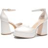 imageDREAM PAIRS Womens Chunky Platform High Heels Closed Toe Block Ankle Strap Dress Wedding Party Pumps ShoesWhitepu