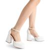 imageDREAM PAIRS Womens Chunky Platform High Heels Closed Toe Block Ankle Strap Dress Wedding Party Pumps ShoesWhitepu
