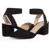 imageDREAM PAIRS Womens Closed Pointed Toe High Chunky Heels Pumps Ankle Strap Dress Shoes for Wedding Office Party 3 InchesBlackSuede