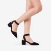 imageDREAM PAIRS Womens Closed Pointed Toe High Chunky Heels Pumps Ankle Strap Dress Shoes for Wedding Office Party 3 InchesBlackSuede