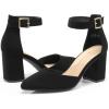 imageDREAM PAIRS Womens Closed Pointed Toe High Chunky Heels Pumps Ankle Strap Dress Shoes for Wedding Office Party 3 InchesBlacknubuck