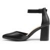 imageDREAM PAIRS Womens Closed Pointed Toe High Chunky Heels Pumps Ankle Strap Dress Shoes for Wedding Office Party 3 InchesBlackpu