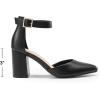imageDREAM PAIRS Womens Closed Pointed Toe High Chunky Heels Pumps Ankle Strap Dress Shoes for Wedding Office Party 3 InchesBlackpu