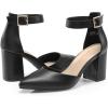 imageDREAM PAIRS Womens Closed Pointed Toe High Chunky Heels Pumps Ankle Strap Dress Shoes for Wedding Office Party 3 InchesBlackpu