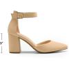 imageDREAM PAIRS Womens Closed Pointed Toe High Chunky Heels Pumps Ankle Strap Dress Shoes for Wedding Office Party 3 InchesNudenubuck