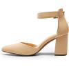imageDREAM PAIRS Womens Closed Pointed Toe High Chunky Heels Pumps Ankle Strap Dress Shoes for Wedding Office Party 3 InchesNudenubuck