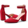 imageDREAM PAIRS Womens Closed Pointed Toe High Chunky Heels Pumps Ankle Strap Dress Shoes for Wedding Office Party 3 InchesRed