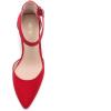 imageDREAM PAIRS Womens Closed Pointed Toe High Chunky Heels Pumps Ankle Strap Dress Shoes for Wedding Office Party 3 InchesRed