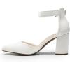 imageDREAM PAIRS Womens Closed Pointed Toe High Chunky Heels Pumps Ankle Strap Dress Shoes for Wedding Office Party 3 InchesWhitepu