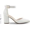 imageDREAM PAIRS Womens Closed Pointed Toe High Chunky Heels Pumps Ankle Strap Dress Shoes for Wedding Office Party 3 InchesWhitepu