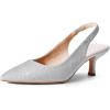 imageDREAM PAIRS Womens Closed Toe Kitten Heels Pointed Toe Slingback Low Heels Dress Bridal Wedding Pumps ShoesSilverglitter