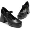 imageDREAM PAIRS Womens High Chunky Platform Closed Toe Mary Jane Block Heels Square Toe Strappy Dress Wedding Party Pumps ShoesBlackpu