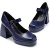 imageDREAM PAIRS Womens High Chunky Platform Closed Toe Mary Jane Block Heels Square Toe Strappy Dress Wedding Party Pumps ShoesNavypu