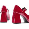 imageDREAM PAIRS Womens High Chunky Platform Closed Toe Mary Jane Block Heels Square Toe Strappy Dress Wedding Party Pumps ShoesRed