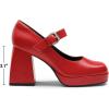 imageDREAM PAIRS Womens High Chunky Platform Closed Toe Mary Jane Block Heels Square Toe Strappy Dress Wedding Party Pumps ShoesRedpu