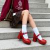 imageDREAM PAIRS Womens High Chunky Platform Closed Toe Mary Jane Block Heels Square Toe Strappy Dress Wedding Party Pumps ShoesRedpu