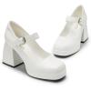 imageDREAM PAIRS Womens High Chunky Platform Closed Toe Mary Jane Block Heels Square Toe Strappy Dress Wedding Party Pumps ShoesWhitepu