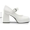imageDREAM PAIRS Womens High Chunky Platform Closed Toe Mary Jane Block Heels Square Toe Strappy Dress Wedding Party Pumps ShoesWhitepu