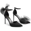 imageDREAM PAIRS Womens High Heels Strappy Closed Toe Stiletto Pointed Toe Mesh Bows Ankle Strap DOrsay Sexy Dress Wedding Party Pumps ShoesBlack