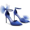 imageDREAM PAIRS Womens High Heels Strappy Closed Toe Stiletto Pointed Toe Mesh Bows Ankle Strap DOrsay Sexy Dress Wedding Party Pumps ShoesBlue