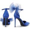 imageDREAM PAIRS Womens High Heels Strappy Closed Toe Stiletto Pointed Toe Mesh Bows Ankle Strap DOrsay Sexy Dress Wedding Party Pumps ShoesBlue