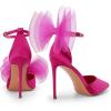 imageDREAM PAIRS Womens High Heels Strappy Closed Toe Stiletto Pointed Toe Mesh Bows Ankle Strap DOrsay Sexy Dress Wedding Party Pumps ShoesHot Pink