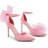 imageDREAM PAIRS Womens High Heels Strappy Closed Toe Stiletto Pointed Toe Mesh Bows Ankle Strap DOrsay Sexy Dress Wedding Party Pumps ShoesPink