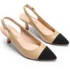 imageDREAM PAIRS Womens Kitten Heels Slingback Closed Pointed Toe Low Pumps Shoes Women Party Wedding Sexy Casual Dress ShoesNudeBlack