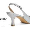 imageDREAM PAIRS Womens Kitten Heels Slingback Closed Pointed Toe Low Pumps Shoes Women Party Wedding Sexy Casual Dress ShoesSilverglitter