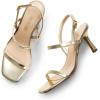 imageDREAM PAIRS Womens Slingback Heels Square Open Toe Strappy Sandals Ankle Strap High Heeled Dressy ShoesGold