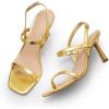 imageDREAM PAIRS Womens Slingback Heels Square Open Toe Strappy Sandals Ankle Strap High Heeled Dressy ShoesGoldpu