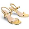 imageDREAM PAIRS Womens Slingback Heels Square Open Toe Strappy Sandals Ankle Strap High Heeled Dressy ShoesGoldpu