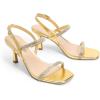 imageDREAM PAIRS Womens Slingback Heels Square Open Toe Strappy Sandals Ankle Strap High Heeled Dressy ShoesGoldrhinestone