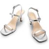 imageDREAM PAIRS Womens Slingback Heels Square Open Toe Strappy Sandals Ankle Strap High Heeled Dressy ShoesSilver