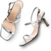 imageDREAM PAIRS Womens Slingback Heels Square Open Toe Strappy Sandals Ankle Strap High Heeled Dressy ShoesSilver