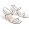 imageDREAM PAIRS Womens Slingback Heels Square Open Toe Strappy Sandals Ankle Strap High Heeled Dressy ShoesSilverrhinestone