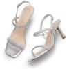 imageDREAM PAIRS Womens Slingback Heels Square Open Toe Strappy Sandals Ankle Strap High Heeled Dressy ShoesSilverrhinestone