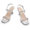 imageDREAM PAIRS Womens Slingback Heels Square Open Toe Strappy Sandals Ankle Strap High Heeled Dressy ShoesSilverrhinestone