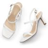 imageDREAM PAIRS Womens Slingback Heels Square Open Toe Strappy Sandals Ankle Strap High Heeled Dressy ShoesWhite